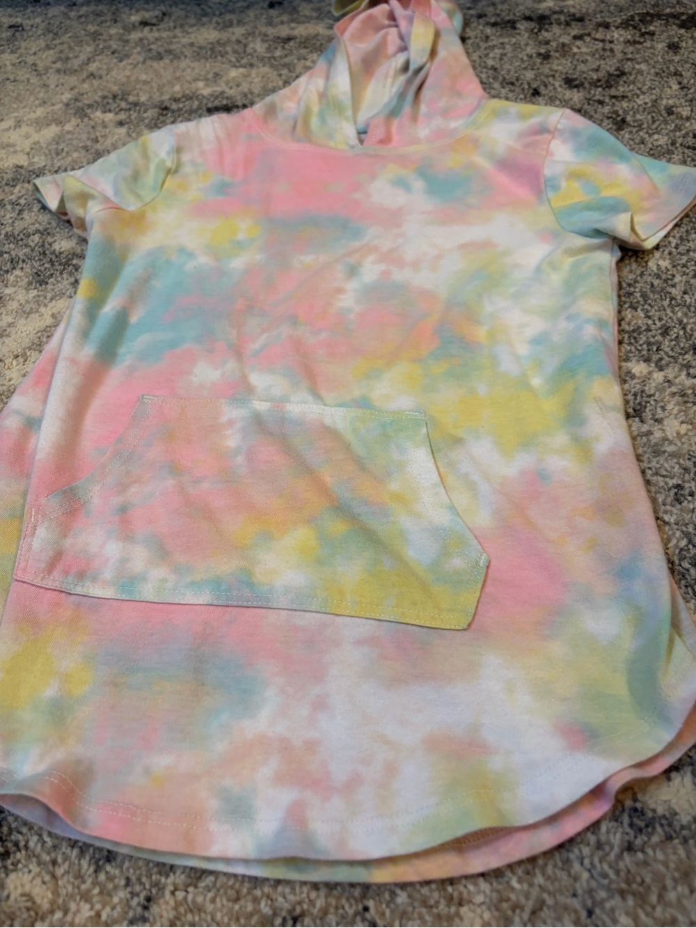 Pastel Tie-Dye Short Sleeve Hoodie - Picture 2 of 3